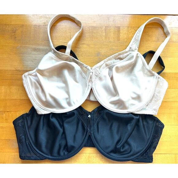 Wacoal Sleek & Subtle Bra Underwire Minimizer Black Beige Lot of 2 38D - Picture 1 of 14